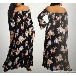Torrid Floral off the shoulder Challis Smocked Womens Maxi Dress.Size 2 -18/20